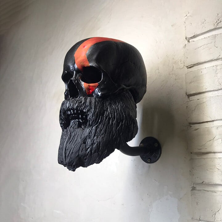 Skull mask motorcycle rider equipped with goggles