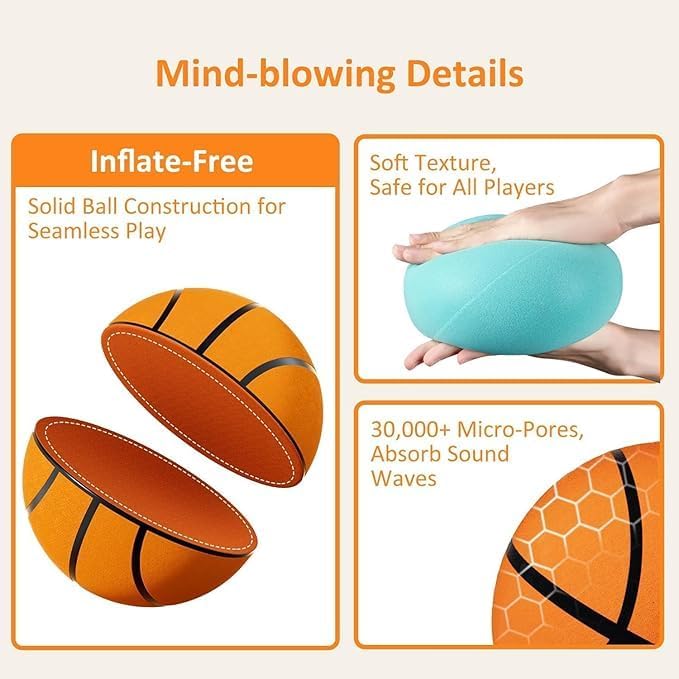 Silent High Density Foam Sports Ball Indoor Mute Basketball Soft Elastic Ball Children Sports Toy Games