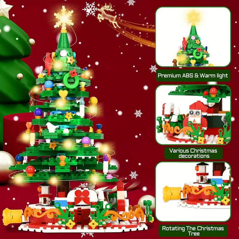 Advent Calendar Christmas Tree Building Kit with Led Light - Ideal Xmas Gift Toy