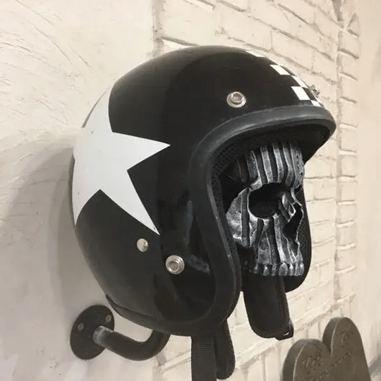 Skull mask motorcycle rider equipped with goggles