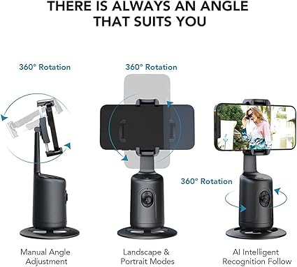 360 Rotation Auto Face Tracking AI Camera Phone Holder