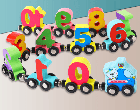 Magnetic Number Train English Letter Building Block Toy