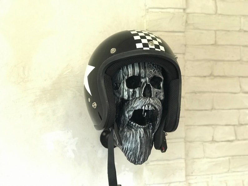 Skull mask motorcycle rider equipped with goggles