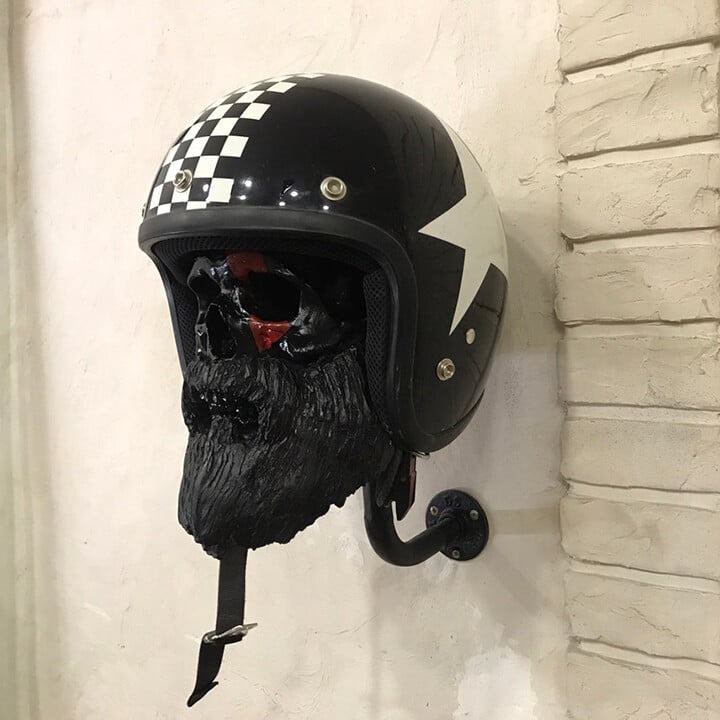 Skull mask motorcycle rider equipped with goggles