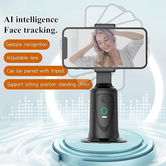 360 Rotation Auto Face Tracking AI Camera Phone Holder