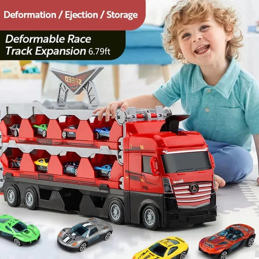 🔥Mega Hauler Truck With Ejection Race Track