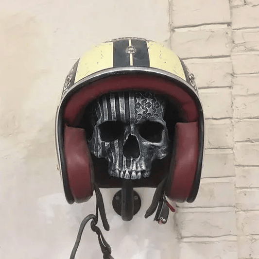 Skull mask motorcycle rider equipped with goggles