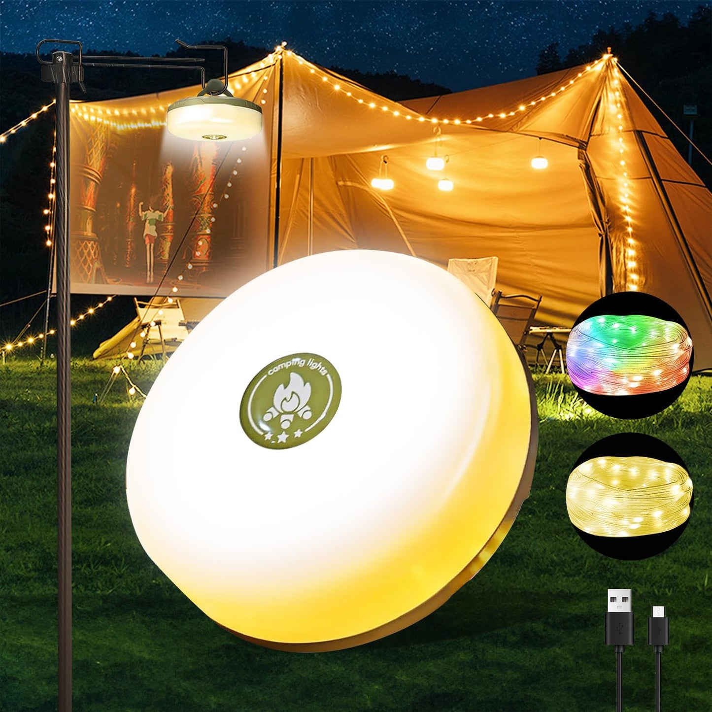 Camping Lights Multifunctional String Lantern with String Light